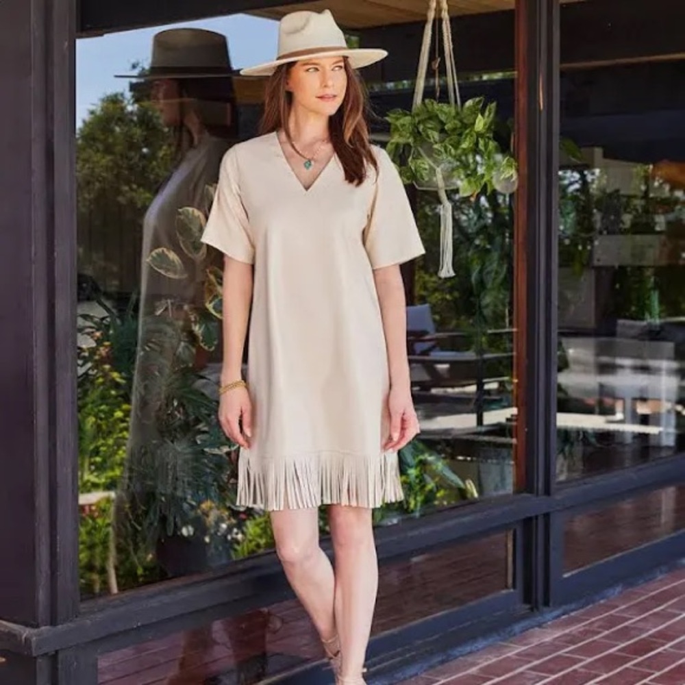 Karen Kane V-Neck Fringe Dress NWT